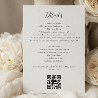 Tarjeta De Recepción Details QR Code RSVP Wedding 