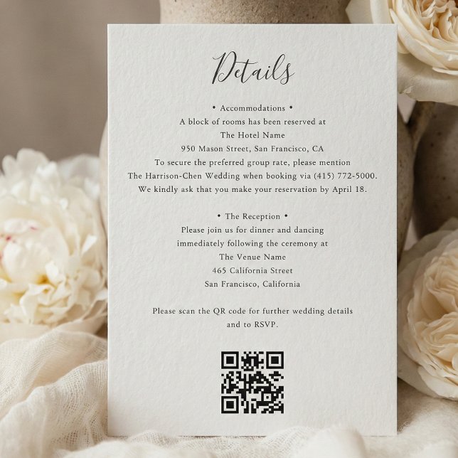 Tarjeta De Recepción Details QR Code RSVP Wedding  (Subido por el creador)