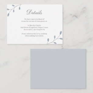 Tarjeta De Recepción Detalle botánico de boda hotel Hojas Azules Polvor