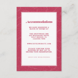 Tarjeta De Recepción Detalle de Alojamiento de Boda Moderno Rojo Magent