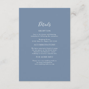 Tarjeta De Recepción Detalle de Boda Azul Polvoriento