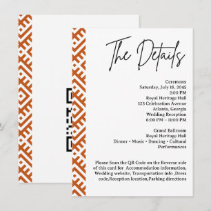 Tarjeta De Recepción Detalle de Boda con Borde de Patrón Étnico African