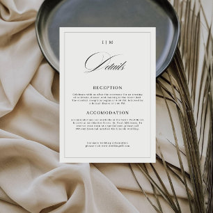 Tarjeta De Recepción Detalle de Boda con Monograma de Letra de Caligraf
