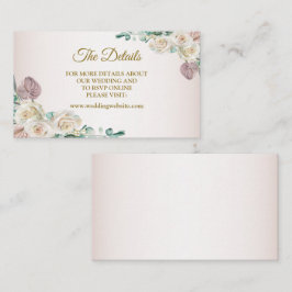 Tarjeta De Recepción Detalle de boda de acuarela de rosas blancas rosad