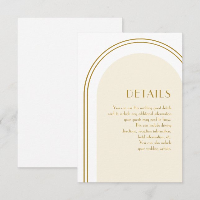 Tarjeta De Recepción Detalle de Boda de arco blanco simple (Anverso / Reverso)