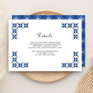 Tarjeta De Recepción Detalle de boda de bordado ucraniano azul y negro