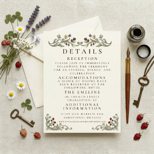 Tarjeta De Recepción Detalle de Boda de Flor Silvestre Vintage Coquette