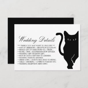 Tarjeta De Recepción Detalle de Boda de gato negro moderno y caprichoso