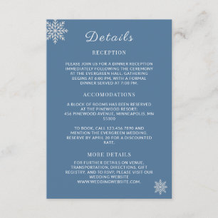Tarjeta De Recepción Detalle de Boda de Invierno Azul Dusty minimalista