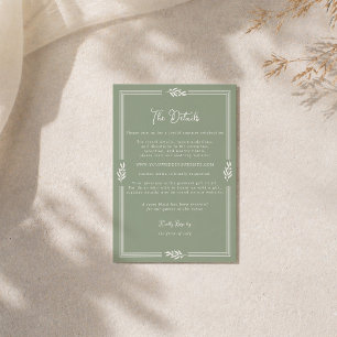 Tarjeta De Recepción Detalle de boda de jardín con rama de olivo en ver