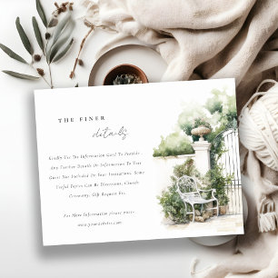 Tarjeta De Recepción Detalle de boda de jardín francés con clase