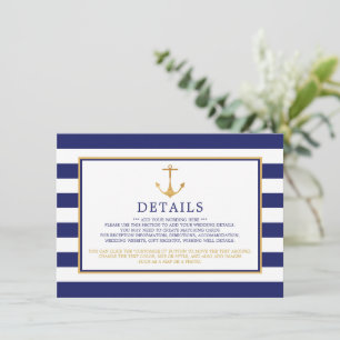 Tarjeta De Recepción Detalle de Boda de la Marina y la Marina de Oro Ná