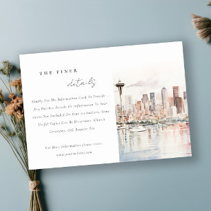Tarjeta De Recepción Detalle de boda de paisaje al acuarela de Seattle 