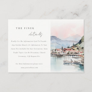 Tarjeta De Recepción Detalle de boda de paisaje de acuarela de Kauai Ha