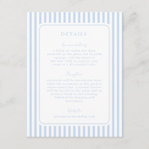 Tarjeta De Recepción Detalle de Boda de Rayas Azules Costeras