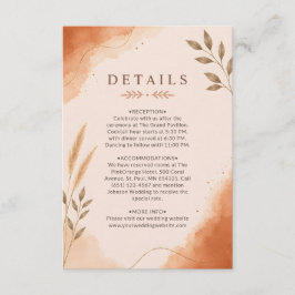 Tarjeta De Recepción Detalle de boda de terracota botánico moderno terr