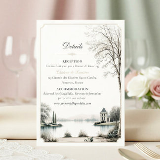 Tarjeta De Recepción Detalle de boda en jardín secreto de château franc