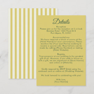 Tarjeta De Recepción Detalle de boda en verde oliva amarillo cítrico y 