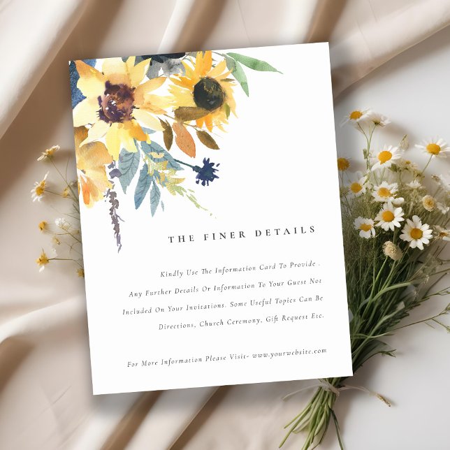 Tarjeta De Recepción Detalle de Boda floral de girasol de la marina ama (Subido por el creador)
