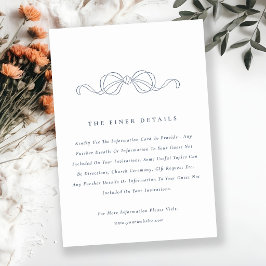 Tarjeta De Recepción Detalle de Boda Minimalista Azul Oscuro Coquette c