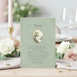 Tarjeta De Recepción Detalle de Boda Verde Pastoral Francés