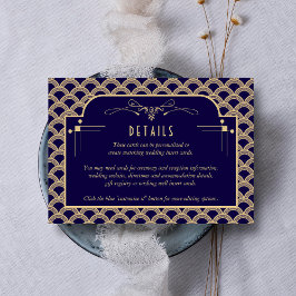 Tarjeta De Recepción Detalle de Bodas Art Decó de los años 20