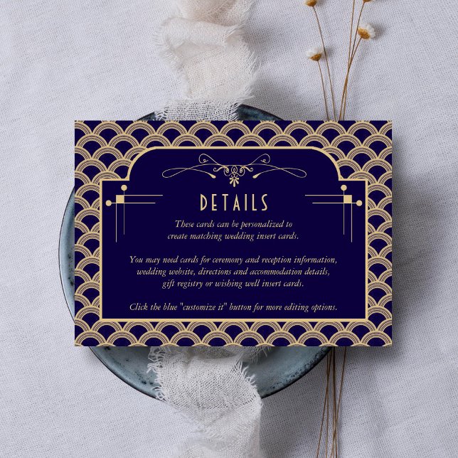Tarjeta De Recepción Detalle de Bodas Art Decó de los años 20 (Subido por el creador)