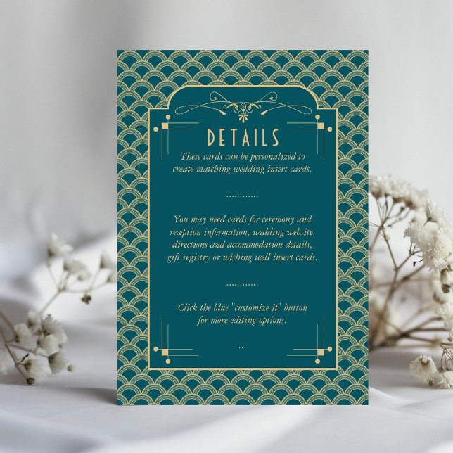 Tarjeta De Recepción Detalle de Bodas Art Decó de los años 20 (Subido por el creador)
