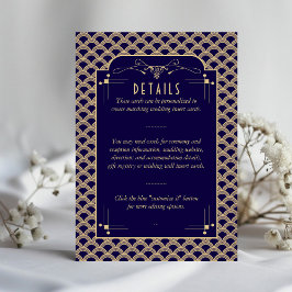 Tarjeta De Recepción Detalle de Bodas Art Decó de los años 20