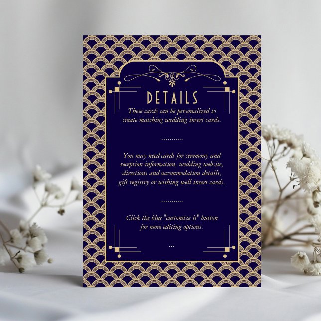 Tarjeta De Recepción Detalle de Bodas Art Decó de los años 20 (Subido por el creador)