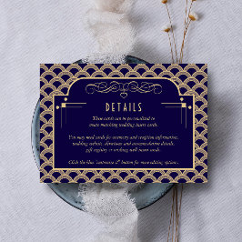 Tarjeta De Recepción Detalle de Bodas Art Decó de los años 20