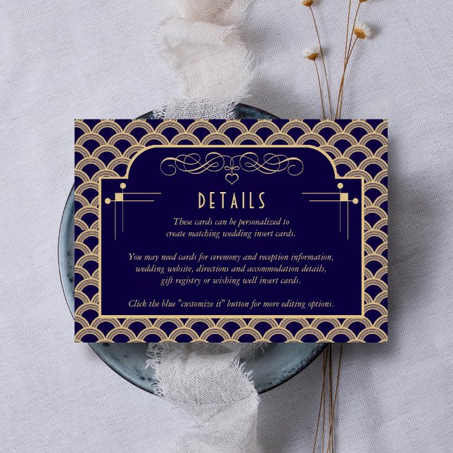 Tarjeta De Recepción Detalle de Bodas Art Decó de los años 20 (Subido por el creador)