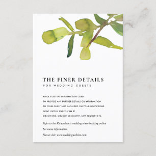 TARJETA DE RECEPCIÓN DETALLE DE BODAS DE FOLLAJE DE ACUARELA VERDE MODE