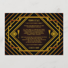 Tarjeta De Recepción Detalle de Bodas de Gatsby Gold 2020