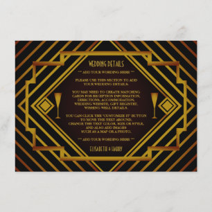 Tarjeta De Recepción Detalle de Bodas de Gatsby Gold 2020
