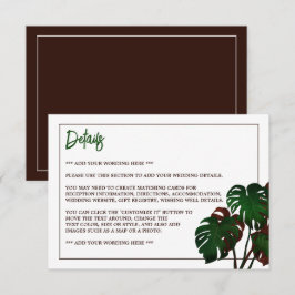 Tarjeta De Recepción Detalle de bodas en la playa de Monstera Tropical