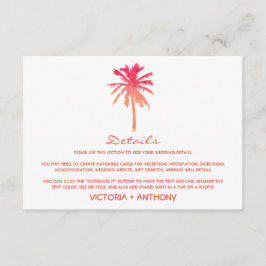 Tarjeta De Recepción Detalle de casamiento de la playa de la palmera de