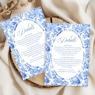 Tarjeta De Recepción Detalle de ceremonia de boda floral de toile azul 