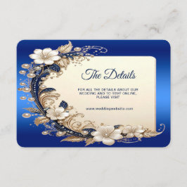 Tarjeta De Recepción Detalle de Embellishment Floral Blanco Azul