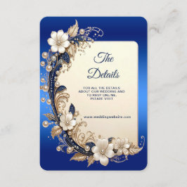 Tarjeta De Recepción Detalle de Embellishment Floral Blanco Azul Enclos