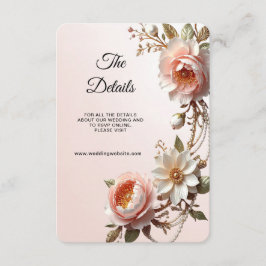 Tarjeta De Recepción Detalle de flores decorativas rosadas y blancas