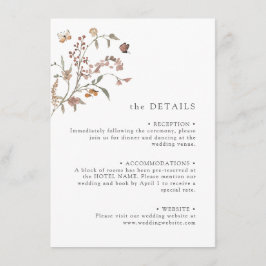 Tarjeta De Recepción Detalle de flores silvestres de Boho