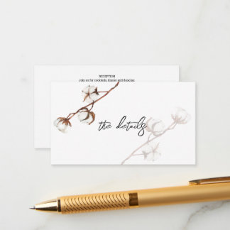 Tarjeta De Recepción Detalle de información sobre algodón de moda para 