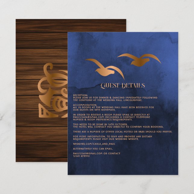 Tarjeta De Recepción Detalle de invitado de Boda de Isla Mística Tropic (Anverso / Reverso)