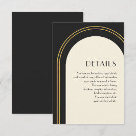 Tarjeta De Recepción Detalle de invitado del Boda de arco negro simple