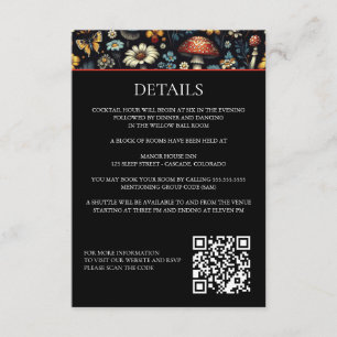 Tarjeta De Recepción Detalle de jardín de Cottagecore y código QR