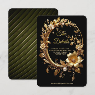 Tarjeta De Recepción Detalle de Marco Adornado Floral Dorado Cerrado