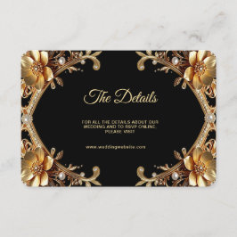 Tarjeta De Recepción Detalle de marco de oro elegante