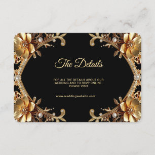 Tarjeta De Recepción Detalle de marco de oro elegante