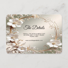 Tarjeta De Recepción Detalle de Marco Floral Blanco Ornamentado